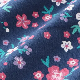 Babyhug Cotton Knit Full Sleeves Printed Top with Frill Detailing Floral Printed - Navy Blue image 3