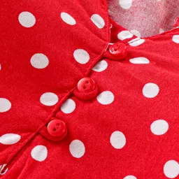 Babyhug Rayon Knit Full Sleeves Top With  Polka Dots Print - Red image 3