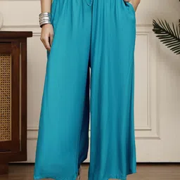 Valles365 by S.C. Women Flared Ethnic Palazzos-image-2