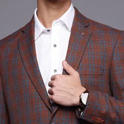 Raymond Notched Lapel Collar Checked Single-Breasted Formal Blazer image 2