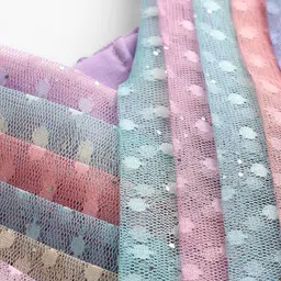 Babyhug Woven Sleeveless Mesh Pleated Party Dress with Bow Applique & Sequin Detailing - Multicolor image 4