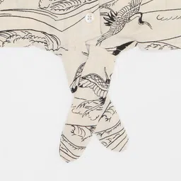 Pantaloons Junior Viscose Woven Half Sleeves Birds Printed Shirt Style Crop Top - Cream image 5