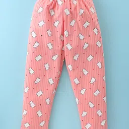 Teddy Sinker Knit Full Sleeves Night Suit With Biscuits Print - Light Peach image 5