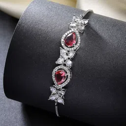 ZENEME Women Brass American Diamond Rhodium-Plated Wraparound Bracelet-picture-36
