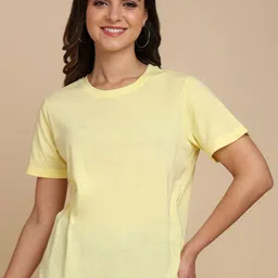 Adyavastram Women Solid Round Neck Cotton T-shirt-picture-22