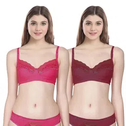 samvar Women Red,Maroon Cotton Bra Panty Set for Lingerie Set Undergarments Pack of 2-picture-21