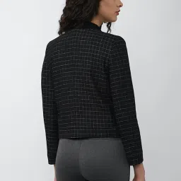 Van Heusen Black Cotton Chequered Blazer image 2