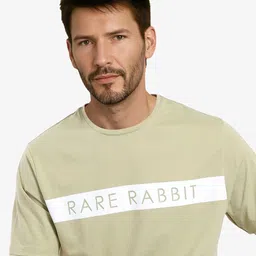 RARE RABBIT Men Typography Printed Round Neck Cotton T-shirt image 2