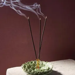 Fabindia Home Green Ceramic Roma Glazed Incense Holder-image-2