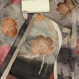 Maroosh Floral Printed Beads And Stones Unstitched Dress Material image 1