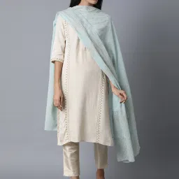 W Blue Printed Dupatta image 2