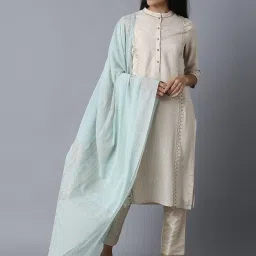 W Blue Printed Dupatta image 3