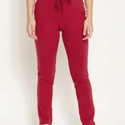 MADAME Maroon Regular Fit Track Pants-image-19