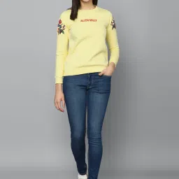 Allen Solly Yellow Cotton Printed Sweatshirt image 4