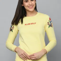 Allen Solly Yellow Cotton Printed Sweatshirt image 1