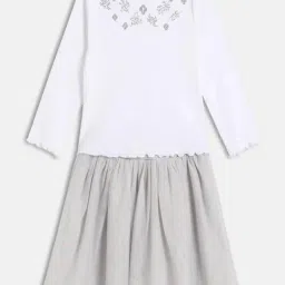 Miniklub Girls White & Grey Embroidered Clothing Set-image-44