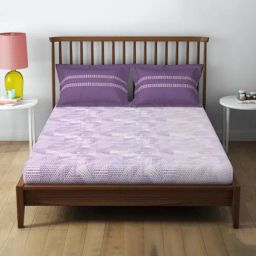 Spaces Cotton Abstract Violet 132 TC Double Bedsheets-picture-47
