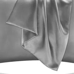 DEHMAN Grey 2 Pieces Pure Silk Square Pillow Covers-picture-27