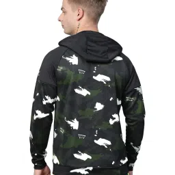 ALCIS Green & Black Regular Fit Camouflage Hooded Sweatshirt image 2