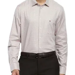 Tommy Hilfiger Classic Beige Cotton Regular Fit Self Pattern Shirt-picture-37