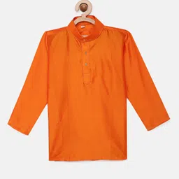 THANGAMAGAN Boys Orange Art Silk Kurta image 1
