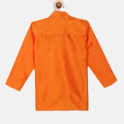 THANGAMAGAN Boys Orange Art Silk Kurta image 2