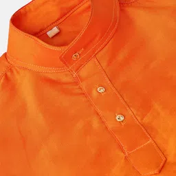 THANGAMAGAN Boys Orange Art Silk Kurta image 3