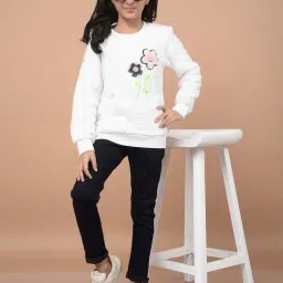 Crimsoune Club Girls White Regular Fit Sweatshirt-picture-36