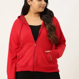 Rute Women Red Solid Hooded Plus Size Sweatshirt-picture-27