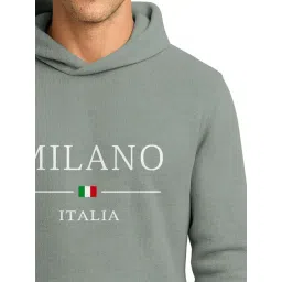 Bullmer Olive Cotton Regular Fit Graphic Print Hooded Sweatshirt image 4