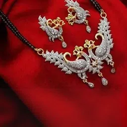 M Mod Con Artificial Stones and Beads Mangalsutra With Earrings-picture-20