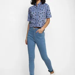 Forever 21 Denim Blue Printed Shirt image 4