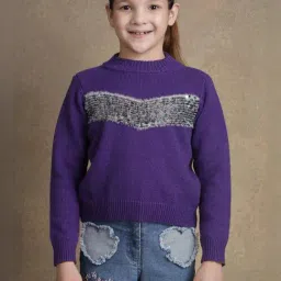 One Friday Kids Purple Regular Fit Sweater-picture-36