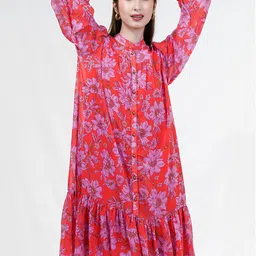 COSMIC TRIO Women Floral Printed Drop-Waist Dress-image-20