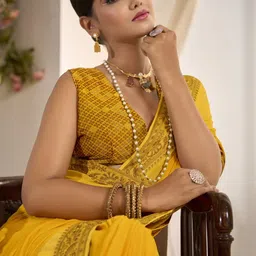 HERE&NOW Embellished Embroidered Pure Crepe Saree image 3