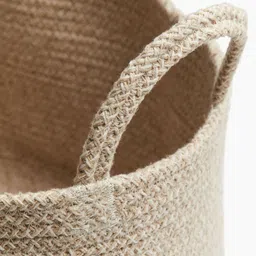 H&M Beige Pure Cotton Extra-Large Low Storage Basket image 3