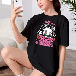 BAESD Girls Typography Printed Drop-Shoulder Sleeves T-shirt image 5