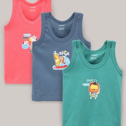 CUCUMBER Sleeveless Printed Vests Pack of 3 - Green Blue Red-picture-15