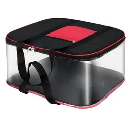 Storite Moisture Proof Big Nylon Transparent Underbed Storage Bag/Stationery Paper/Blankets/Clothes Storage Bag (BlackRed, 57x47x26 cm), Rectangular (Black & Red, 3 Pack)-picture-20