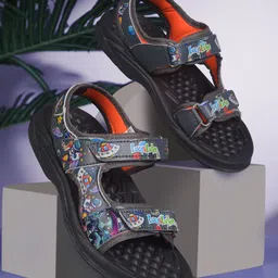 LIBERTY Space Theme Designed Velcro Closure Sandals - Dark Grey-picture-23