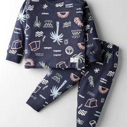CUCUMBER Sinker Knit Full Sleeves Co-Ord Night Suit with Whimsical Print - Earl Grey-picture-28