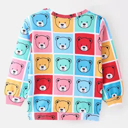 Babyhug Cotton Knit Full Sleeves Sweatshirt with Colour Block Design & Bear Print - Multicolour image 2