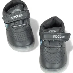 Lil Lollipop Soccer Text Designed Velcro Closure LED Shoes - Grey image 3