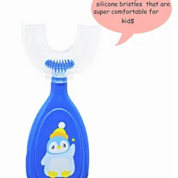 THE LITTLE LOOKERS 360° U-Shaped Toothbrush with Food Grade Silicone Head | Soft Bristles & Easy Grip Ideal for Babies & Kids (Pack of 1, Blue) image 2