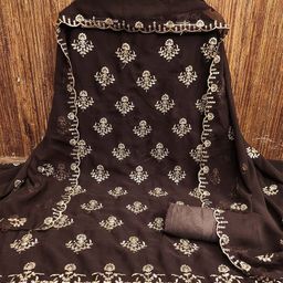 SHADOW & SAINING Floral Zari Embroidered Silk Georgette Unstitched Dress Material-picture-36