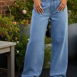 VBEAUTI Women Jean Relaxed Fit High-Rise Stretchable Wide Leg Jeans-image-3