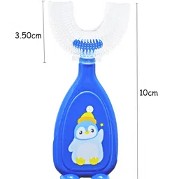 THE LITTLE LOOKERS 360° U-Shaped Toothbrush with Food Grade Silicone Head | Soft Bristles & Easy Grip Ideal for Babies & Kids (Pack of 1, Blue) image 3