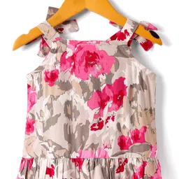 CrayonFlakes Rayon Sleeveless Floral Printed Top & Shorts Set - Pink image 4