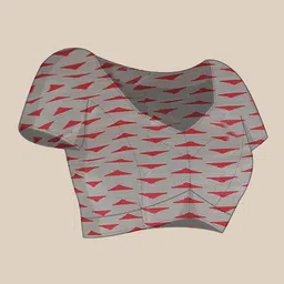 KALINI Tropical Printed Mirror Work Chinon Saree With Blouse Piece image 2