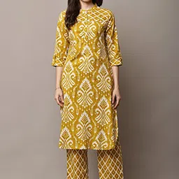 HERE&NOW Women Ethnic Motifs Printed Pure Cotton Kurta with Trousers & Dupatta image 2